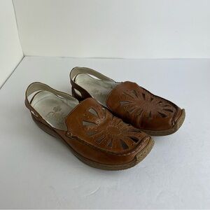 Rieker Antistress Brown Leather Cutout Sandals Sz EU 36 US 5.5 Driving Shoes